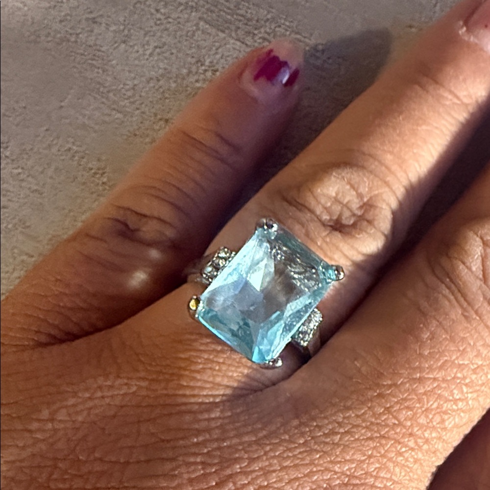 Silver Ring with Aquamarine Stone